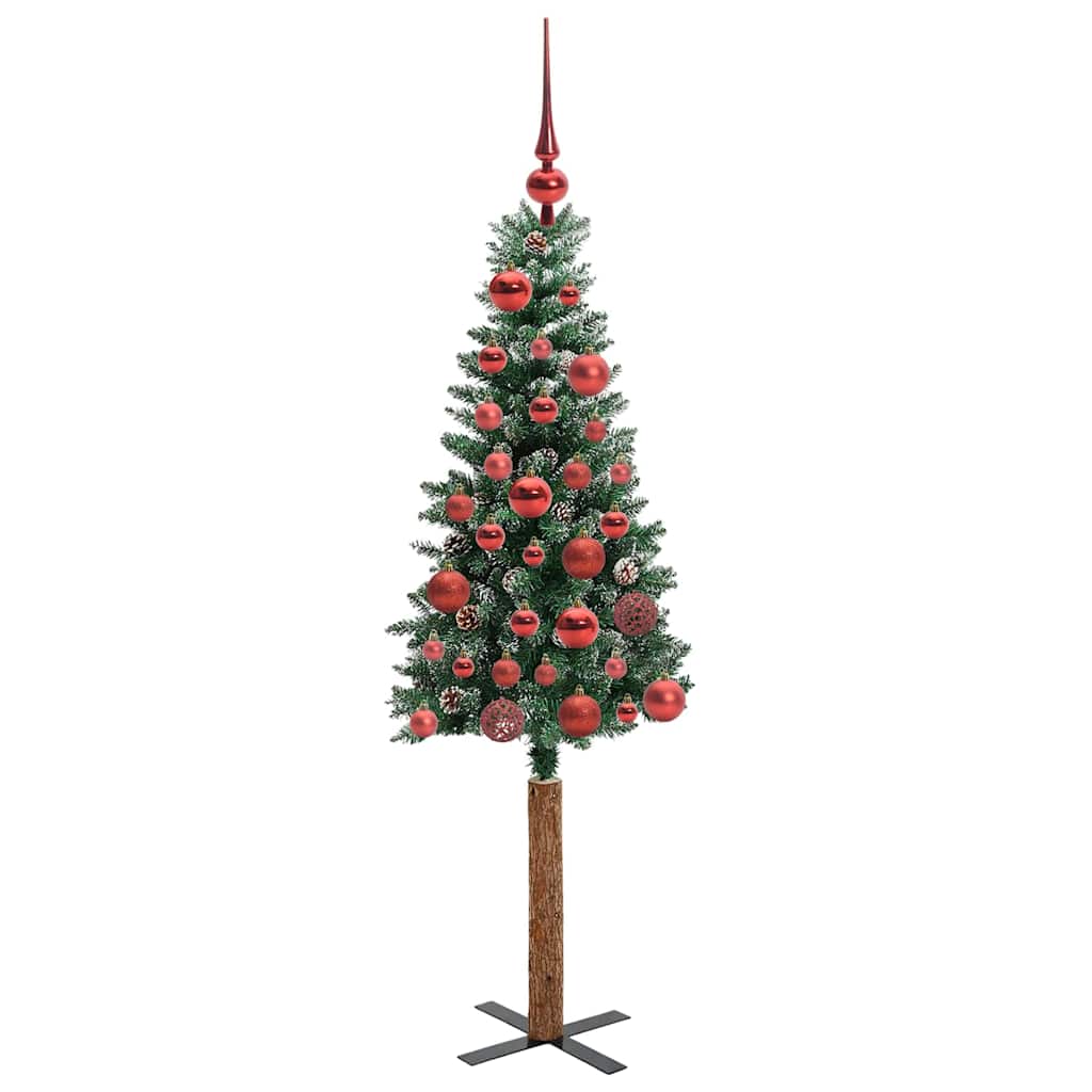 vidaXL Slim Christmas Tree Green 150 cm PVC and Solid Pine wood 4
