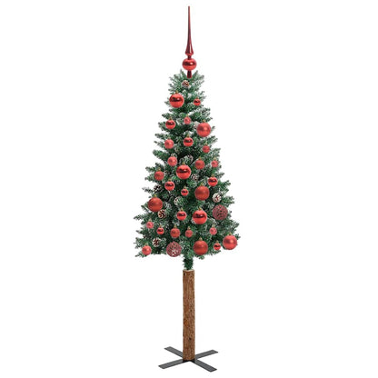 vidaXL Slim Christmas Tree Green 150 cm PVC and Solid Pine wood 4