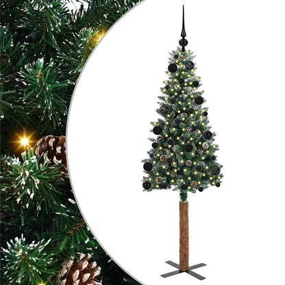 vidaXL Slim Christmas Tree Green 150 cm PVC and Solid Pine wood 2