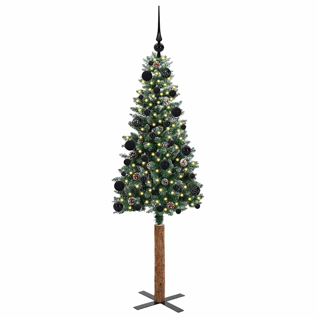vidaXL Slim Christmas Tree Green 150 cm PVC and Solid Pine wood 3