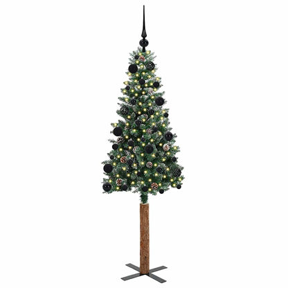 vidaXL Slim Christmas Tree Green 150 cm PVC and Solid Pine wood 3
