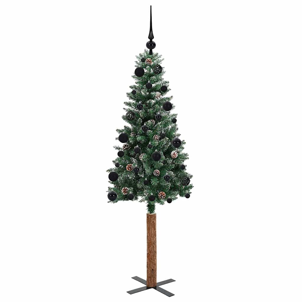 vidaXL Slim Christmas Tree Green 150 cm PVC and Solid Pine wood 4