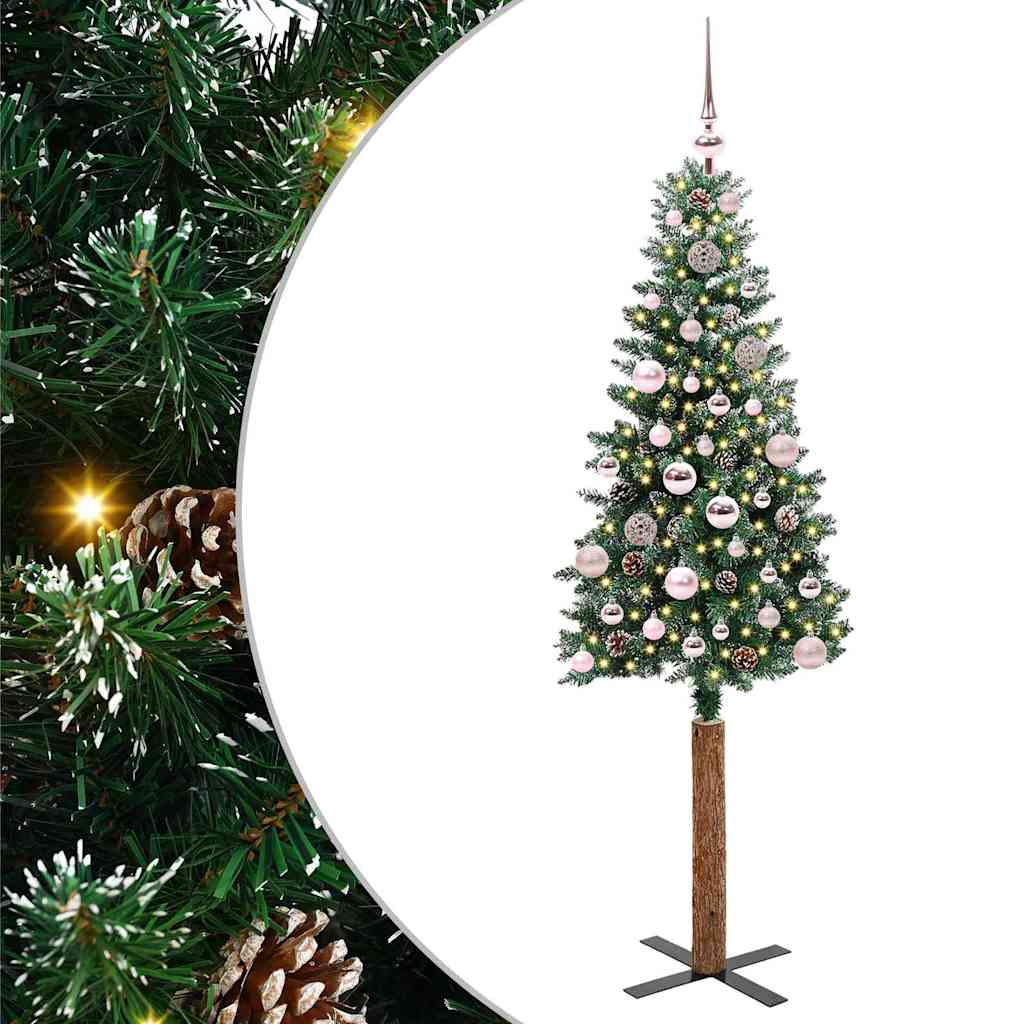 vidaXL Slim Christmas Tree Green 150 cm PVC and Solid Pine wood 1