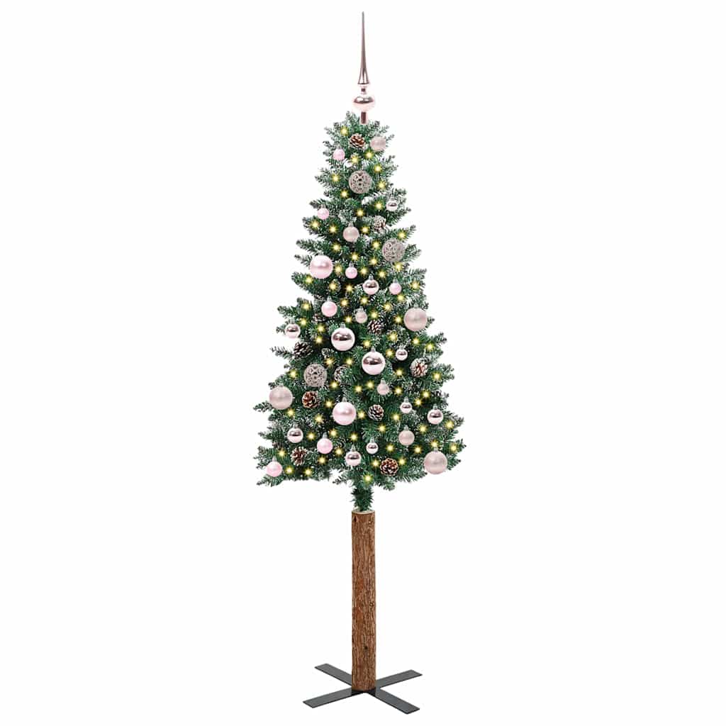 vidaXL Slim Christmas Tree Green 150 cm PVC and Solid Pine wood 2
