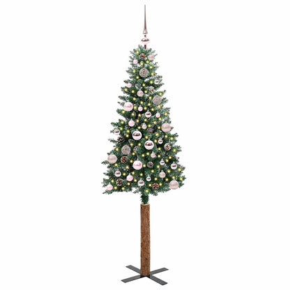 vidaXL Slim Christmas Tree Green 150 cm PVC and Solid Pine wood 2