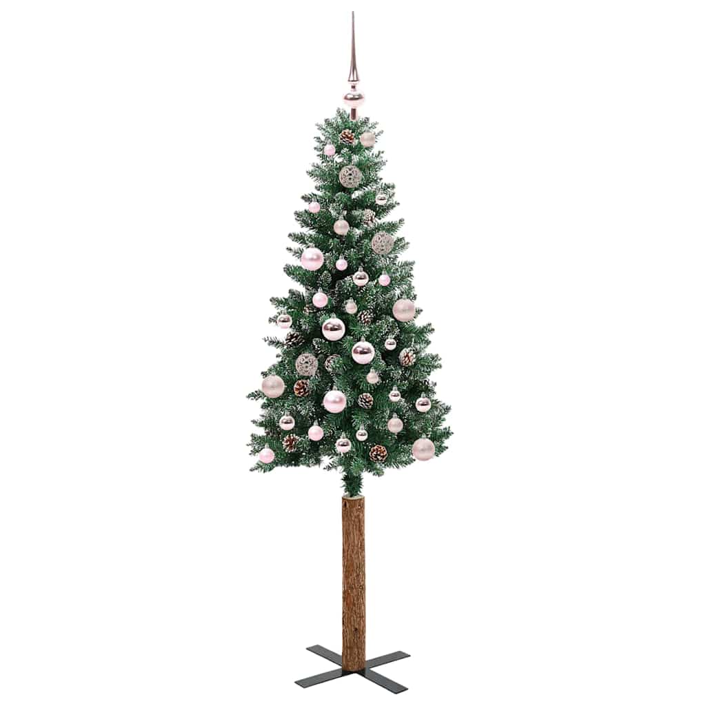 vidaXL Slim Christmas Tree Green 150 cm PVC and Solid Pine wood 3