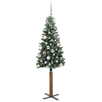 vidaXL Slim Christmas Tree Green 150 cm PVC and Solid Pine wood 3