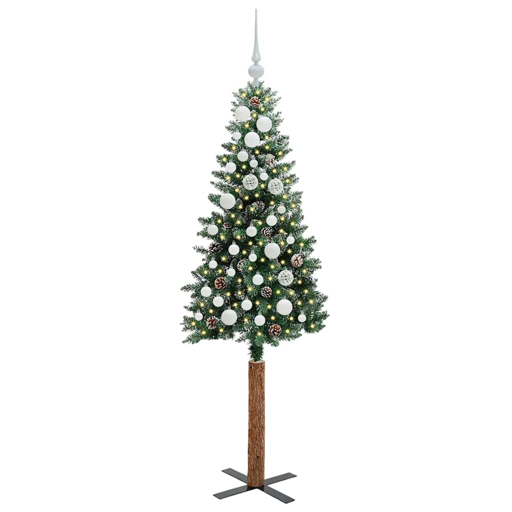 vidaXL Slim Christmas Tree Green 150 cm PVC and Solid Pine wood 3