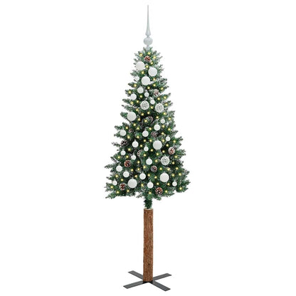 vidaXL Slim Christmas Tree Green 150 cm PVC and Solid Pine wood 3