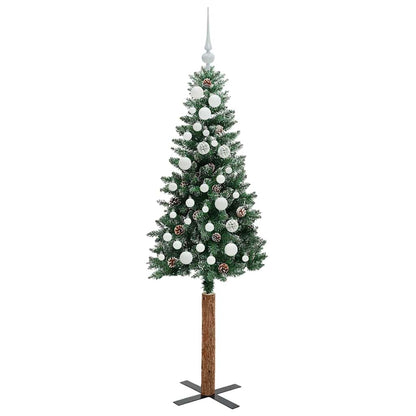 vidaXL Slim Christmas Tree Green 150 cm PVC and Solid Pine wood 4