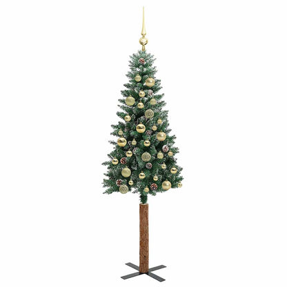 vidaXL Slim Christmas Tree Green 150 cm PVC and Solid Pine wood 4