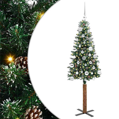 vidaXL Slim Christmas Tree Green 150 cm PVC and Solid Pine wood 2