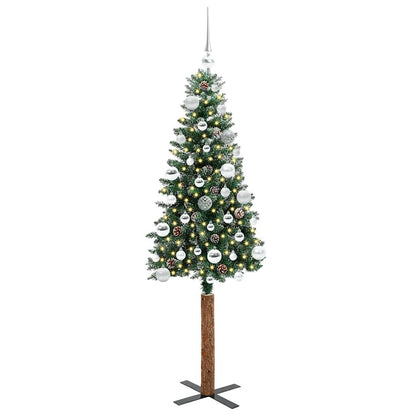 vidaXL Slim Christmas Tree Green 150 cm PVC and Solid Pine wood 3