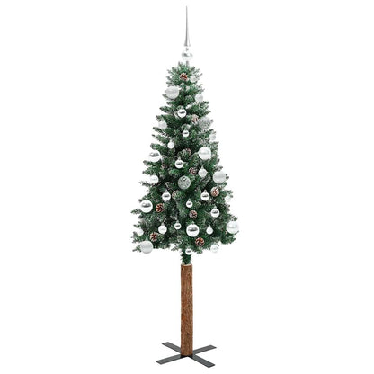 vidaXL Slim Christmas Tree Green 150 cm PVC and Solid Pine wood 4