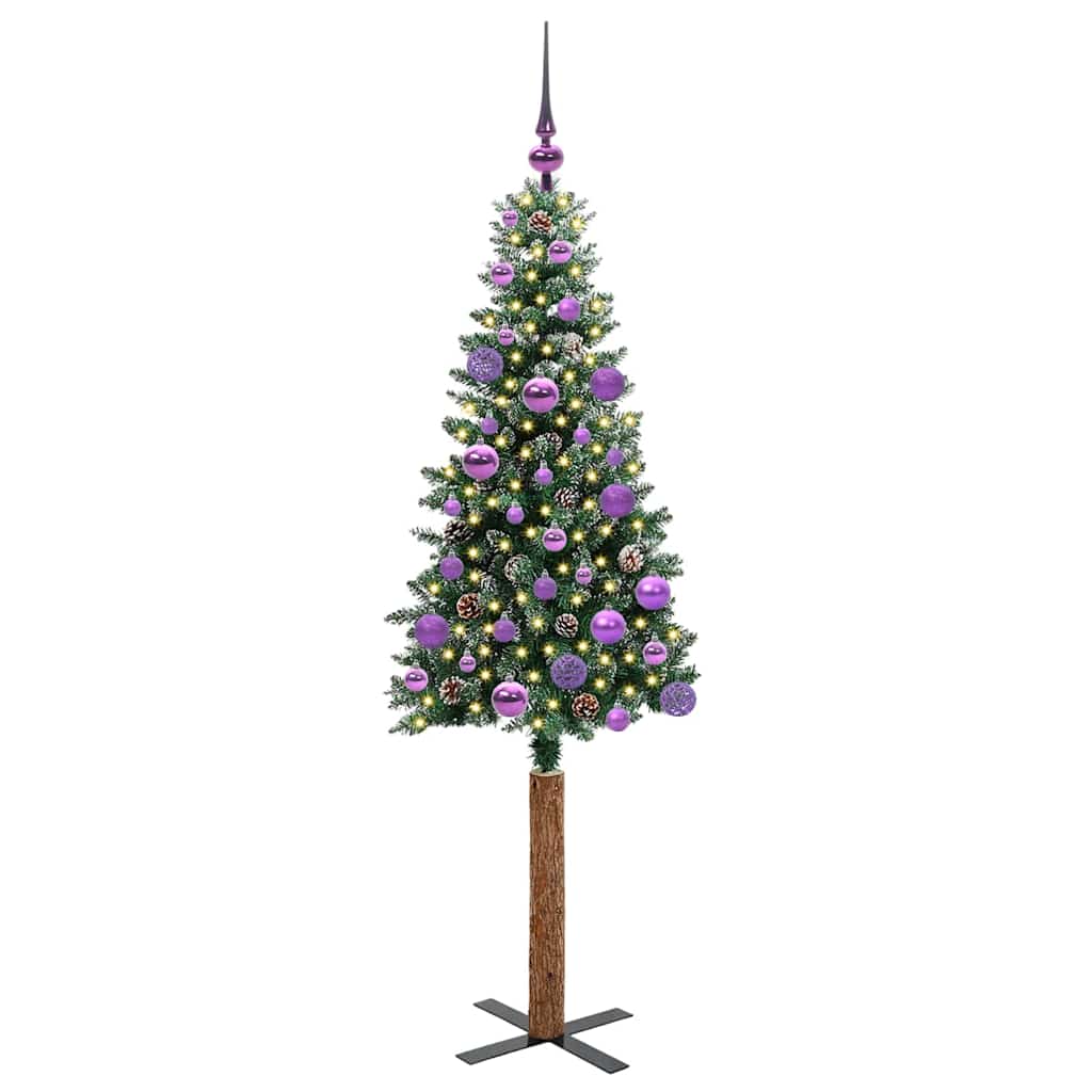 vidaXL Slim Christmas Tree Green 150 cm PVC and Solid Pine wood 3
