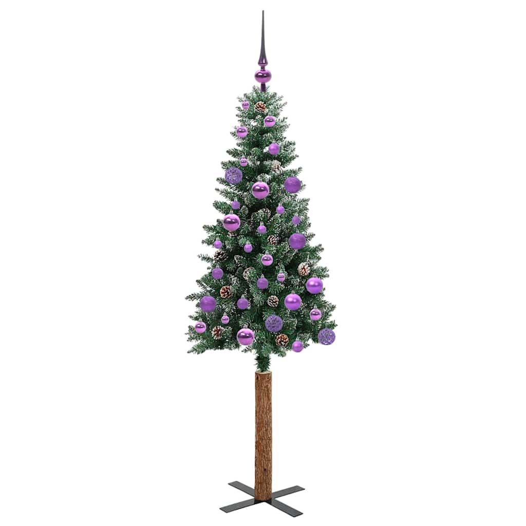 vidaXL Slim Christmas Tree Green 150 cm PVC and Solid Pine wood 4