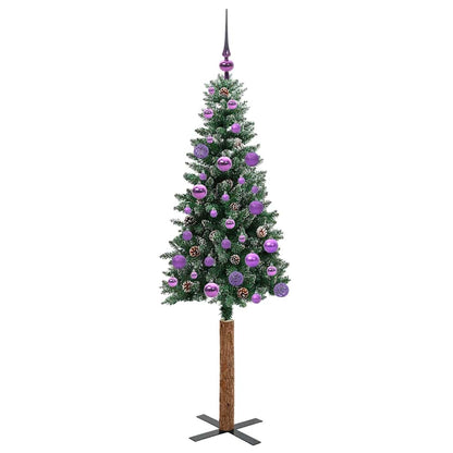 vidaXL Slim Christmas Tree Green 150 cm PVC and Solid Pine wood 4