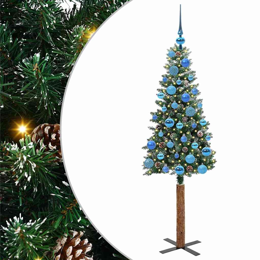 vidaXL Slim Christmas Tree Green 150 cm PVC and Solid Pine wood 2