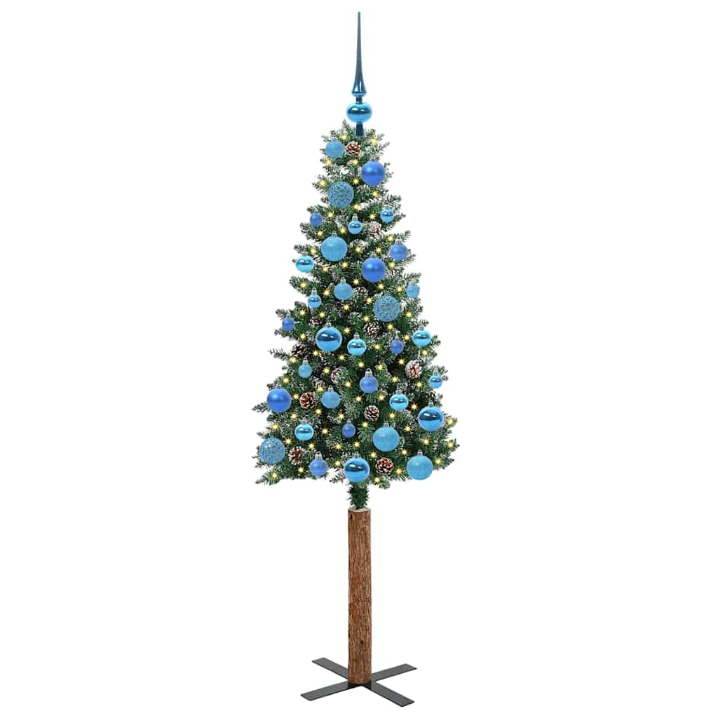 vidaXL Slim Christmas Tree Green 150 cm PVC and Solid Pine wood 3
