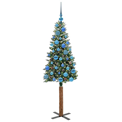 vidaXL Slim Christmas Tree Green 150 cm PVC and Solid Pine wood 3