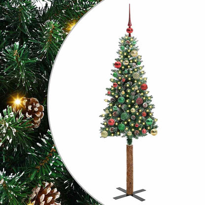 vidaXL Slim Christmas Tree Green 150 cm PVC and Solid Pine wood 2