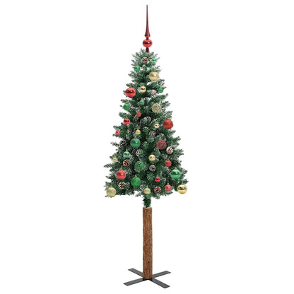 vidaXL Slim Christmas Tree Green 150 cm PVC and Solid Pine wood 6