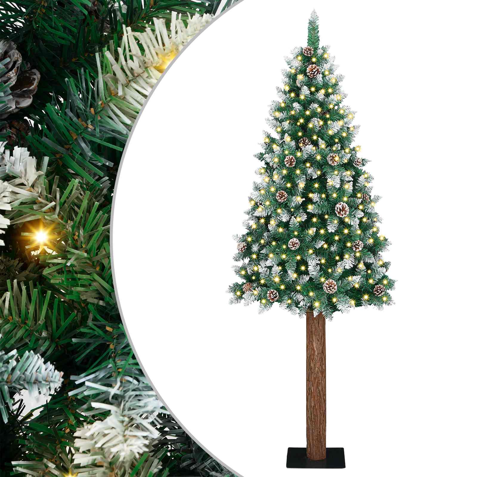 vidaXL Slim Christmas Tree Green 180 cm PVC and Solid Pine wood 1