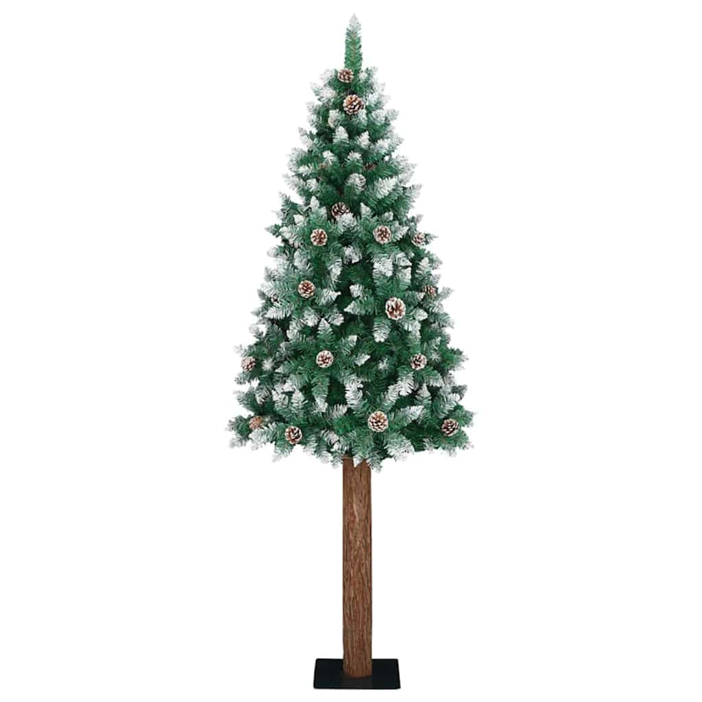vidaXL Slim Christmas Tree Green 180 cm PVC and Solid Pine wood 2