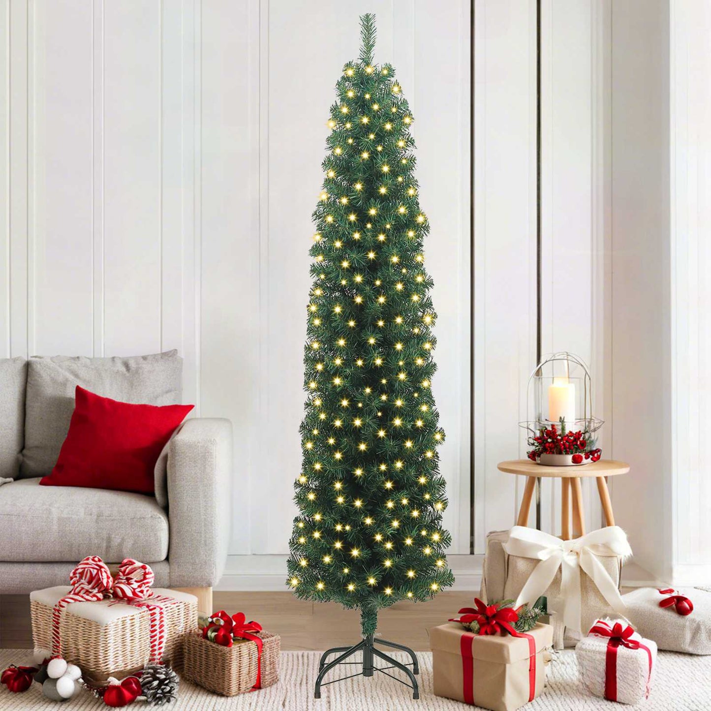 vidaXL Artificial Christmas Tree with 300 LEDs with Stand Green 180 cm 1