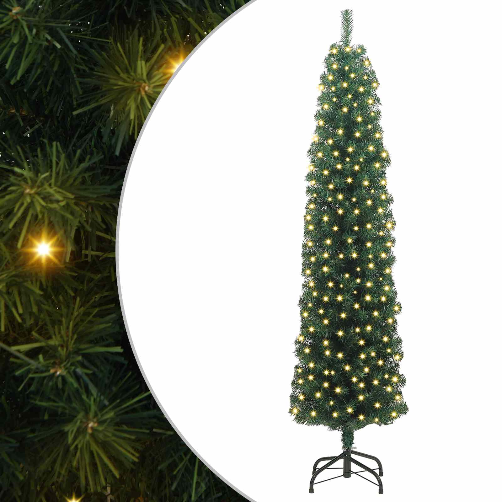 vidaXL Artificial Christmas Tree with 300 LEDs with Stand Green 180 cm 2