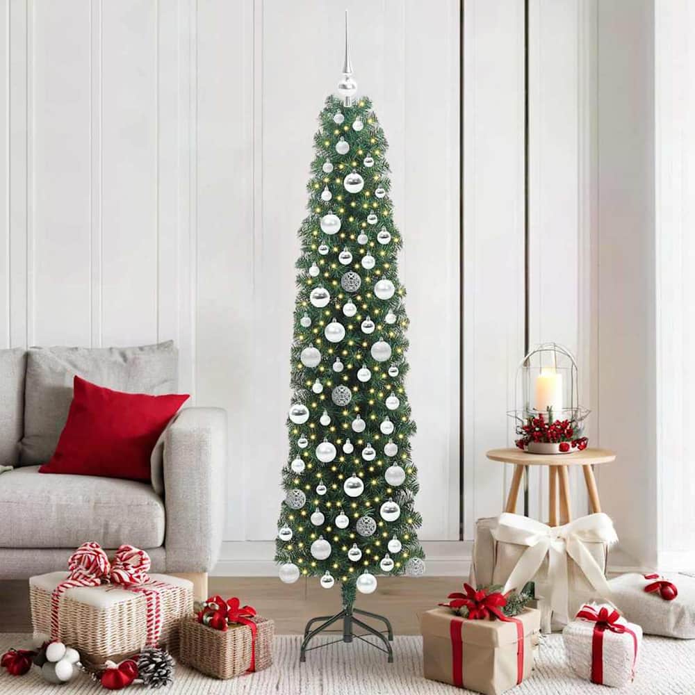 Artificial Christmas Tree Green 180 cm with 300 LEDs & 120 silver balls