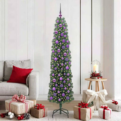 Artificial Christmas Tree Green 180 cm with 300 LEDs & 120 lilac balls