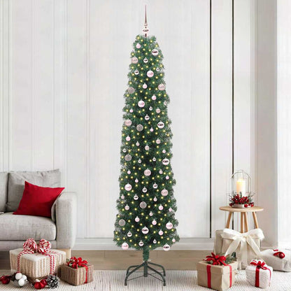 Artificial Christmas Tree Green 240 cm with 300 LEDs & 120 pink balls