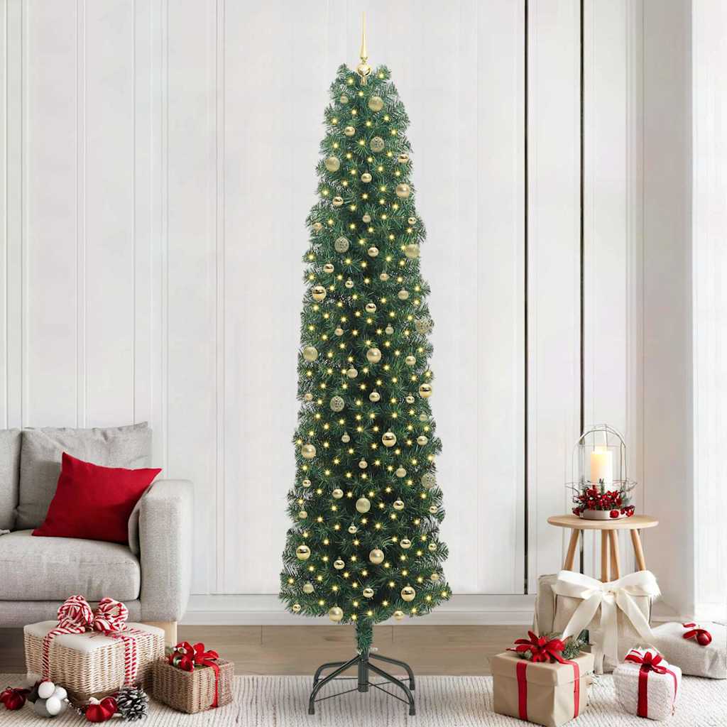 Artificial Christmas Tree Green 240 cm with 300 LEDs & 120 gold balls