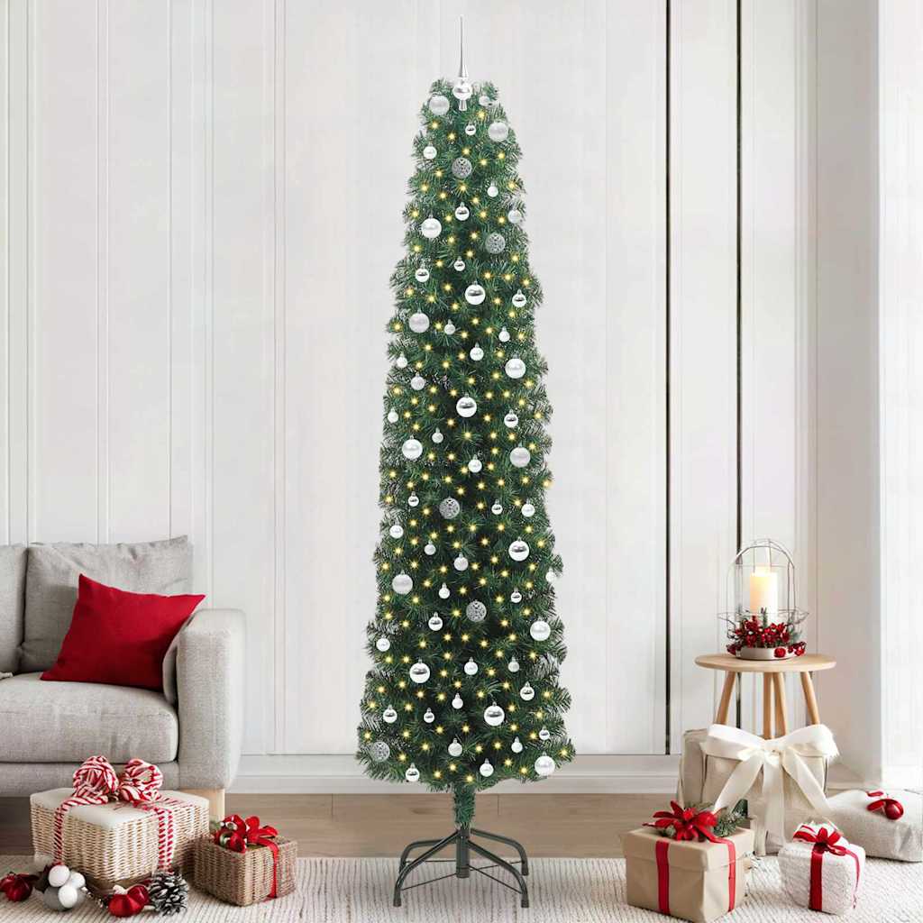 Artificial Christmas Tree Green 240 cm with 300 LEDs & 120 silver balls