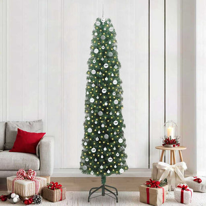 Artificial Christmas Tree Green 240 cm with 300 LEDs & 120 silver balls