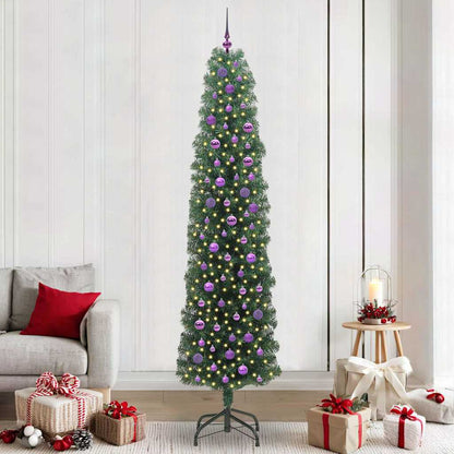 Artificial Christmas Tree Green 240 cm with 300 LEDs & 120 lilac balls