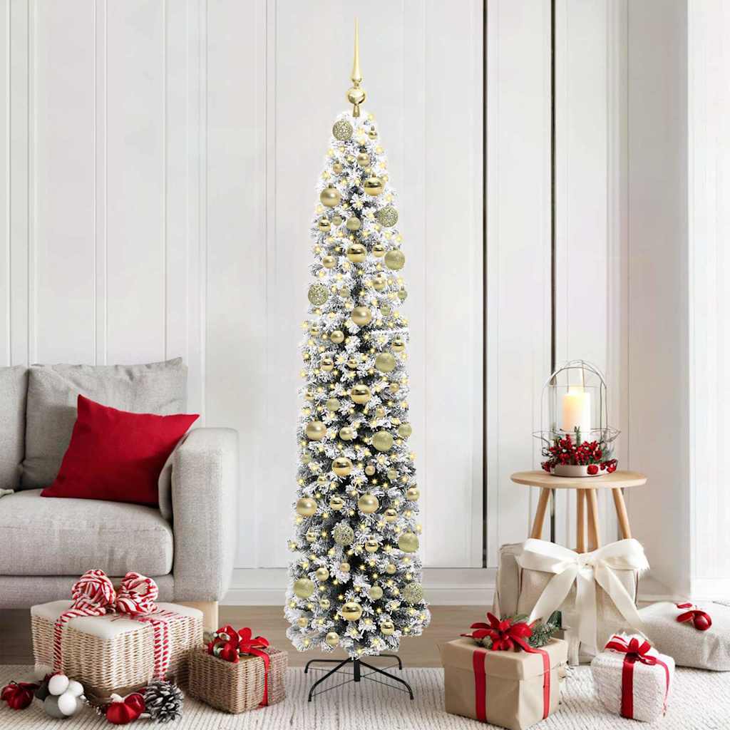 vidaXL Artificial Christmas Tree Green and White 180 cm 1