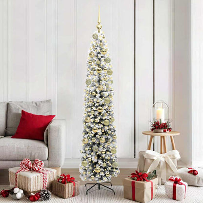 vidaXL Artificial Christmas Tree Green and White 180 cm 1