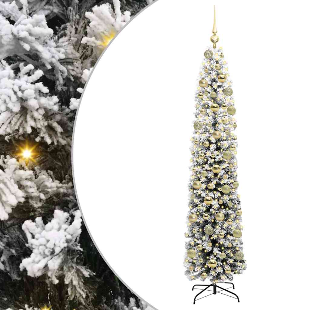 vidaXL Artificial Christmas Tree Green and White 180 cm 2