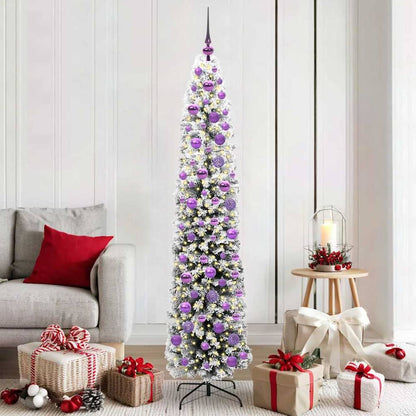 Artificial Christmas Tree Green Green and White 180 cm with 300 LEDs & 120 lilac balls