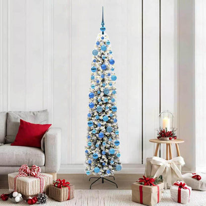 Artificial Christmas Tree Green Green and White 180 cm with 300 LEDs & 120 blue balls