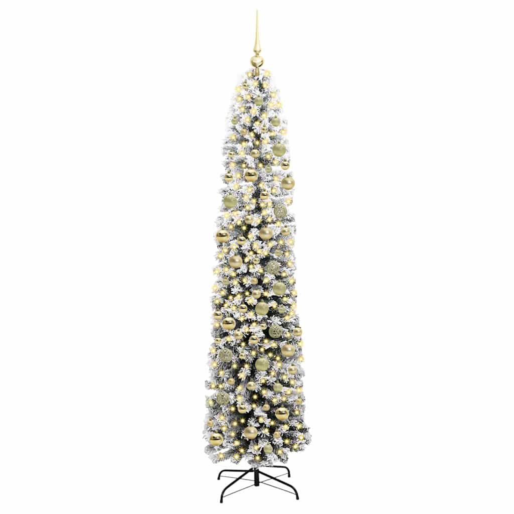 vidaXL Artificial Christmas Tree Green and White 210 cm 3