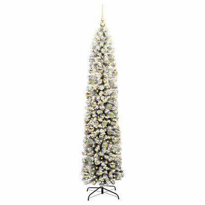 vidaXL Artificial Christmas Tree Green and White 210 cm 3