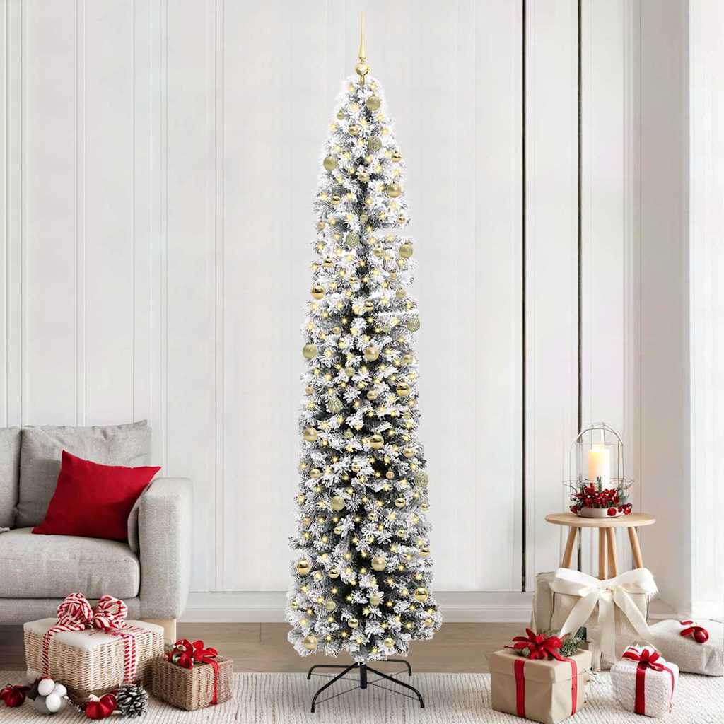 vidaXL Artificial Christmas Tree Green and White 240 cm 1