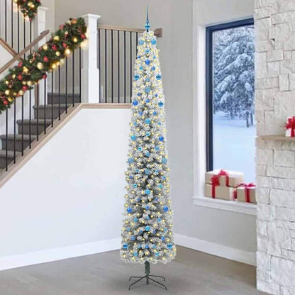 Artificial Christmas Tree Green Green and White 270 cm with 300 LEDs & 120 blue balls