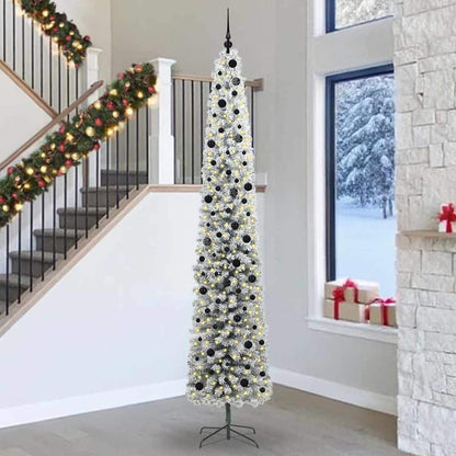 Artificial Christmas Tree Green Green and White 300 cm with 300 LEDs & 120 black balls
