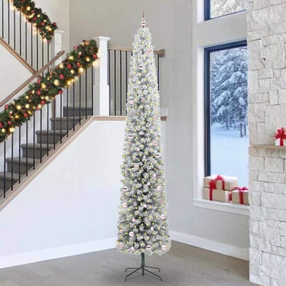 Artificial Christmas Tree Green Green and White 300 cm with 300 LEDs & 120 pink balls