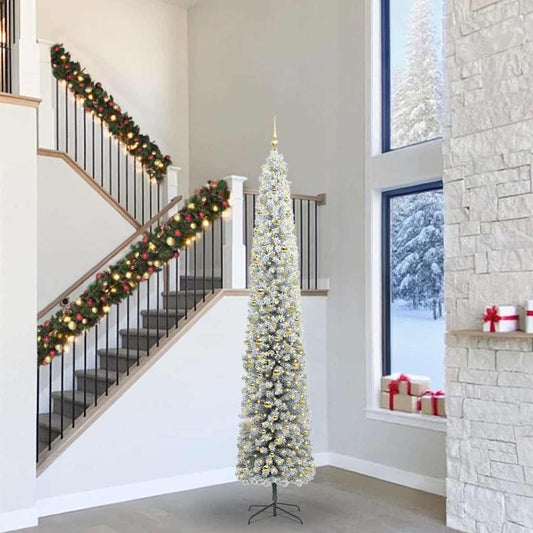 vidaXL Artificial Christmas Tree Green and White 300 cm 1