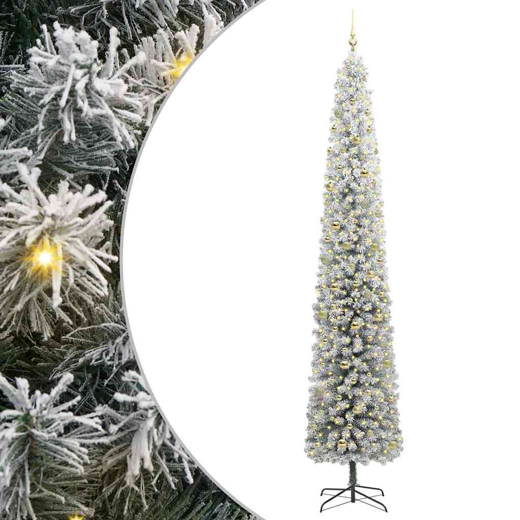 vidaXL Artificial Christmas Tree Green and White 300 cm 2